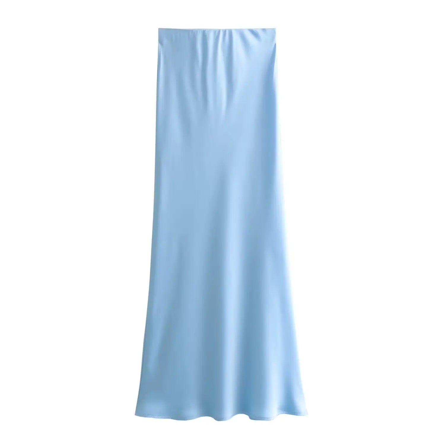 Vintage Satin Solid Long Skirts