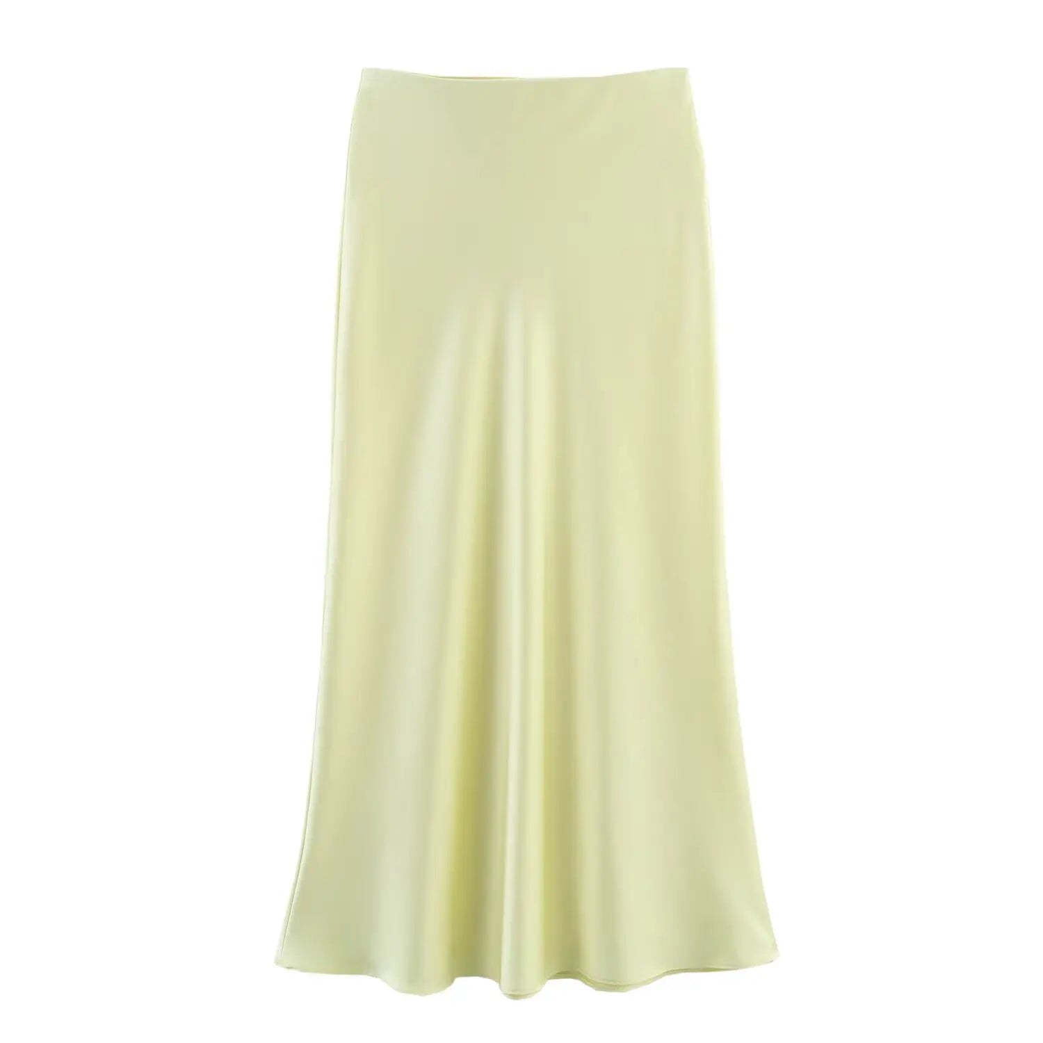 Vintage Satin Solid Long Skirts