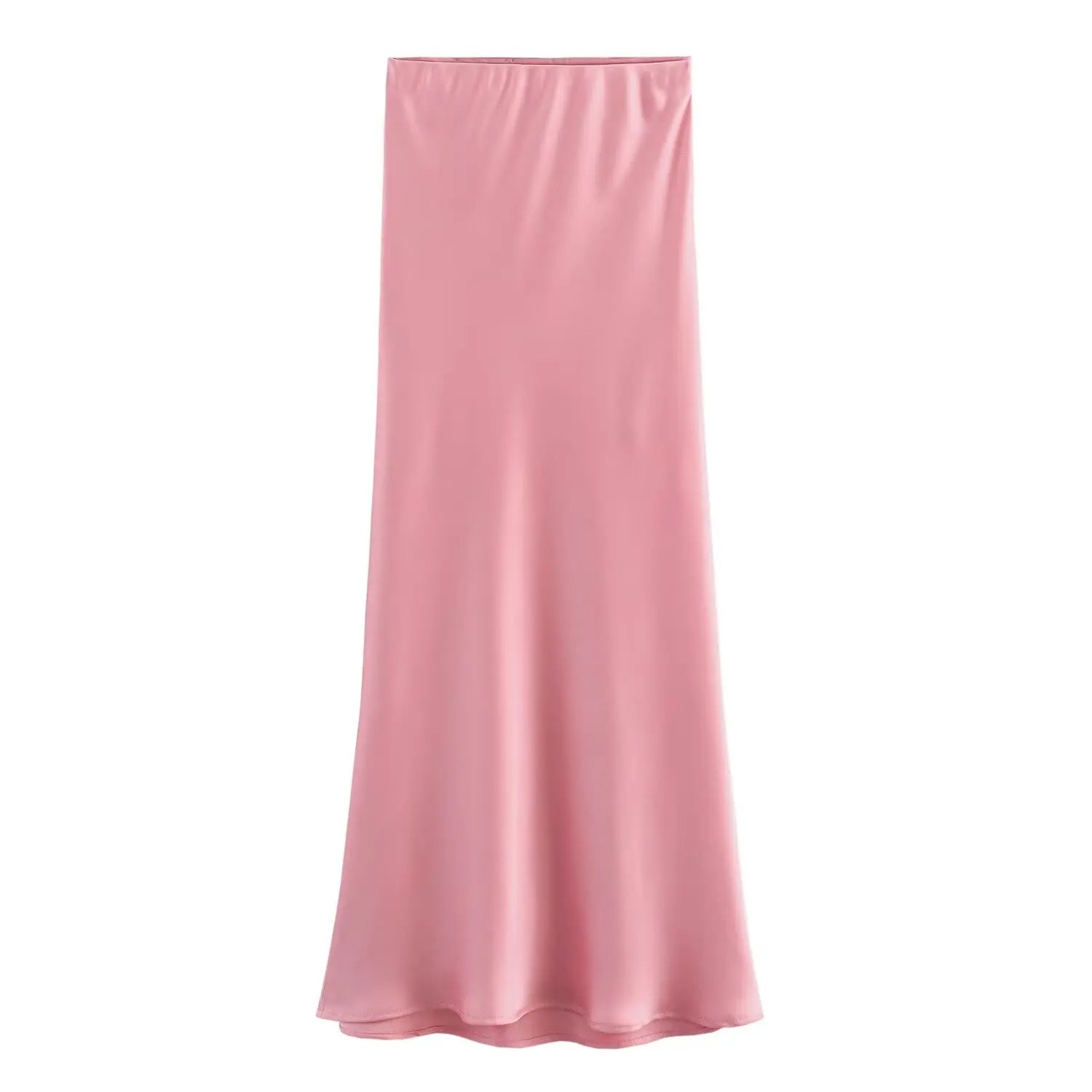 Vintage Satin Solid Long Skirts